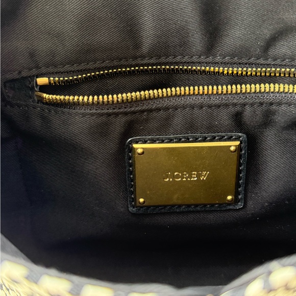 J Crew Black & White Envelope Clutch with Gold Chain - Picture 4 of 4